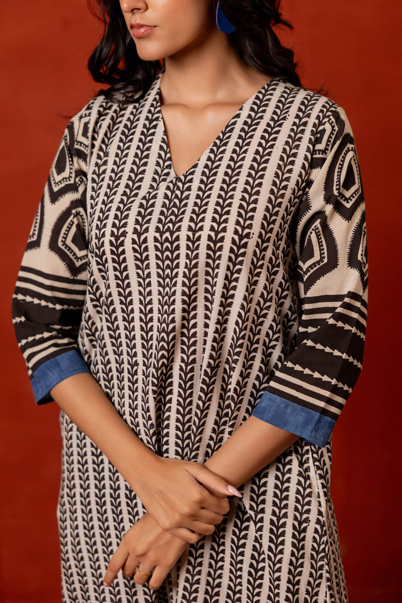 V Neck A Line Kurta - Aya