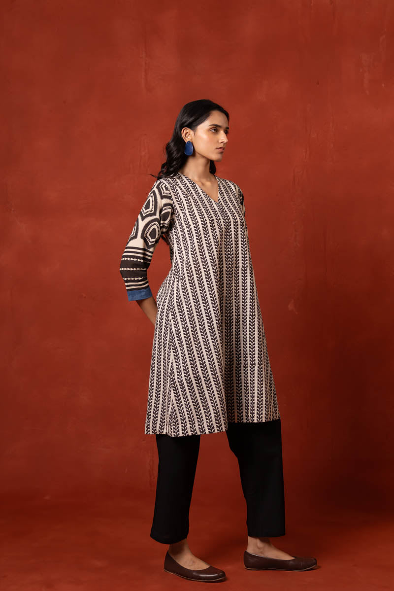 V Neck A Line Kurta - Aya
