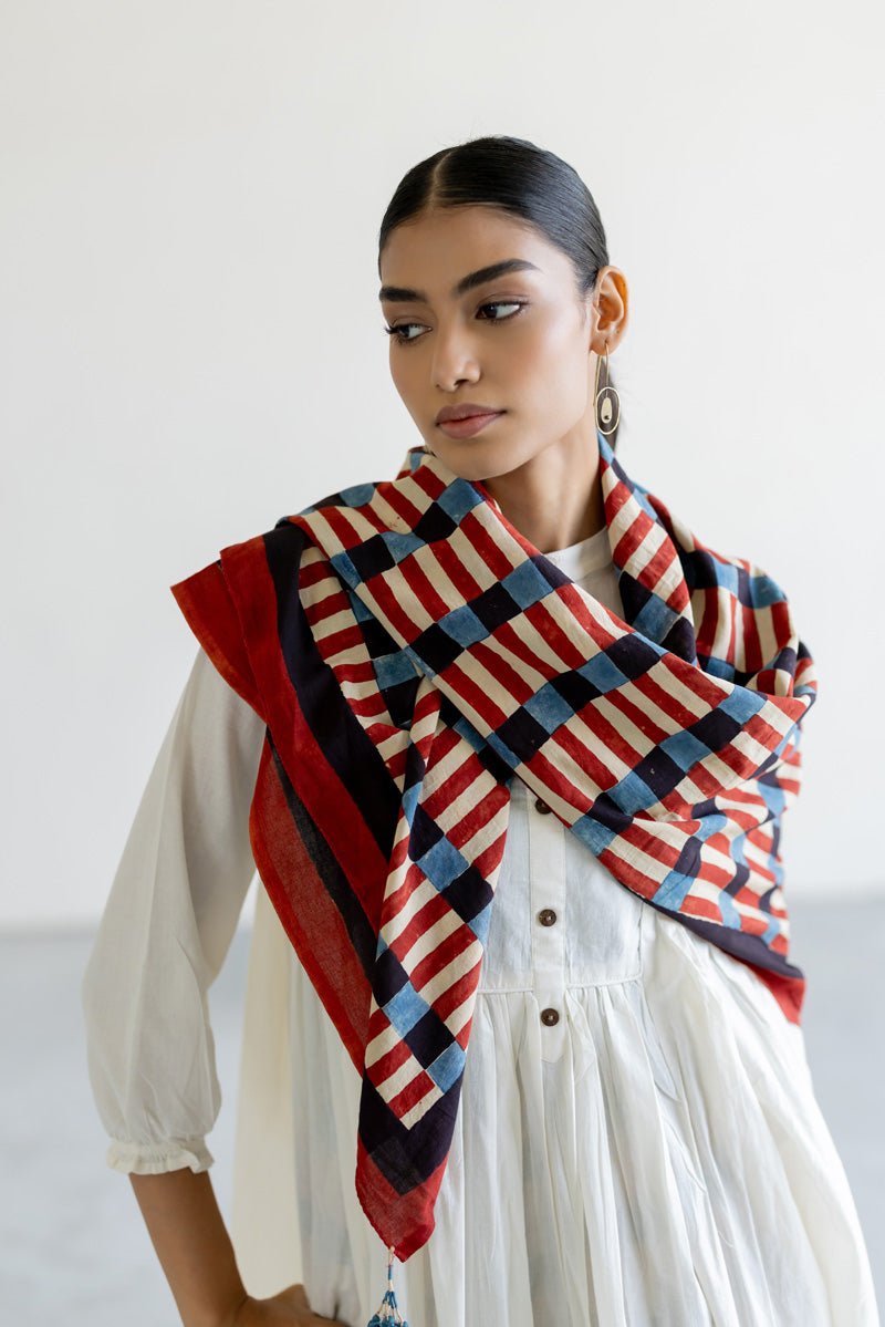 Cotton Scarf - Cut Stripes