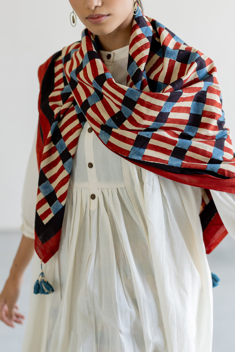 Cotton Scarf - Cut Stripes