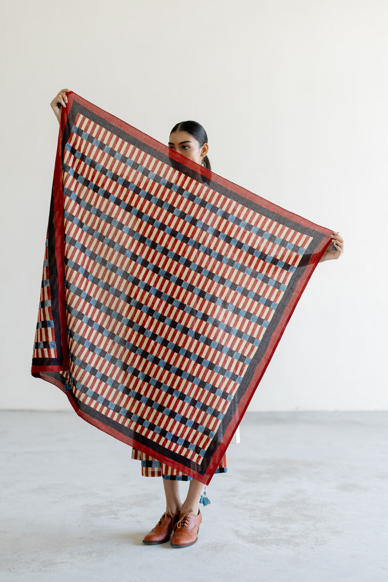 Cotton Scarf - Cut Stripes