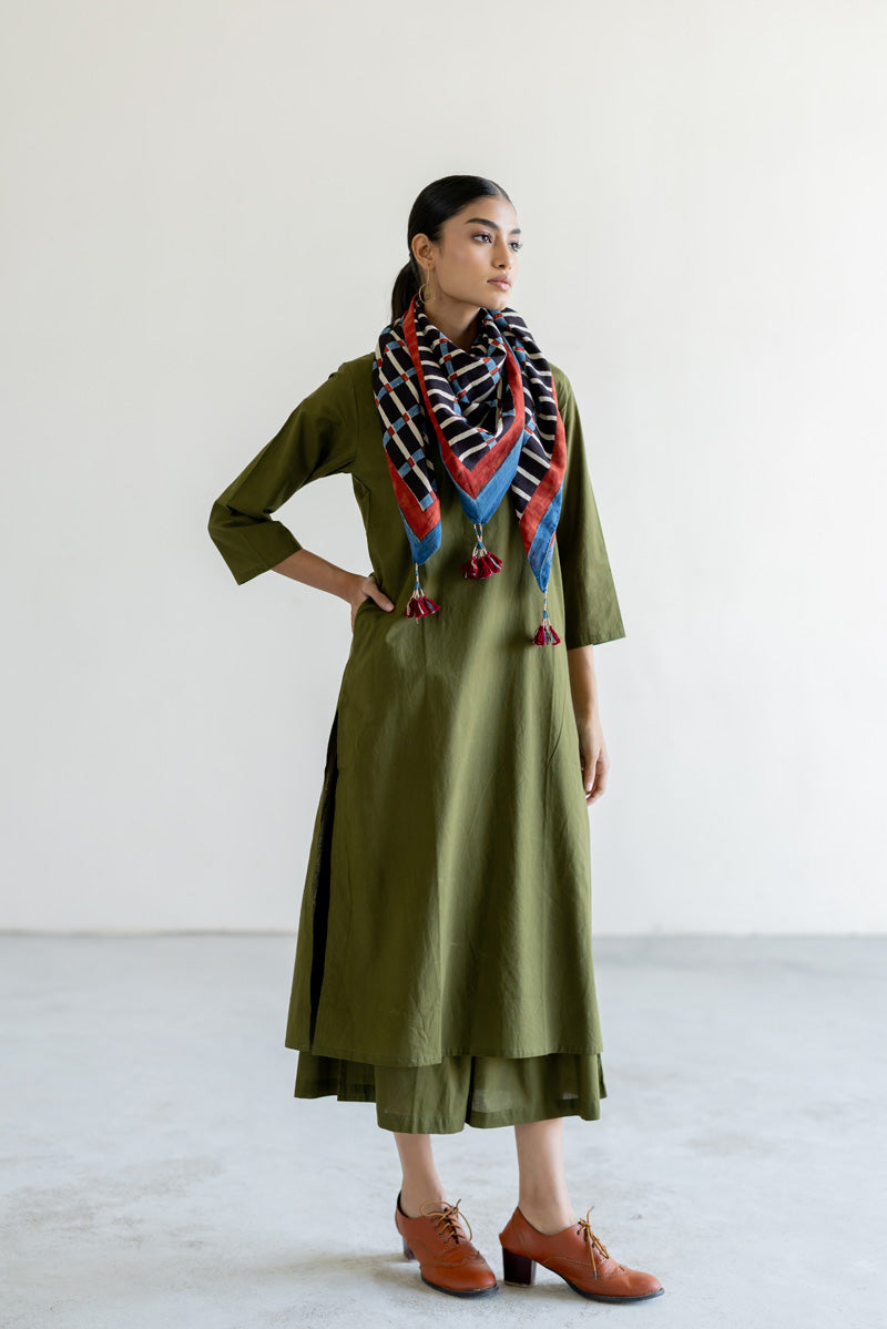 Cotton Scarf - Split Stripes Black