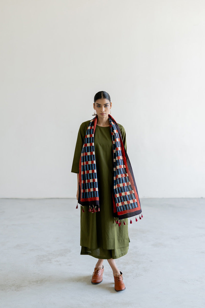 Cotton Stole - Cut stripes