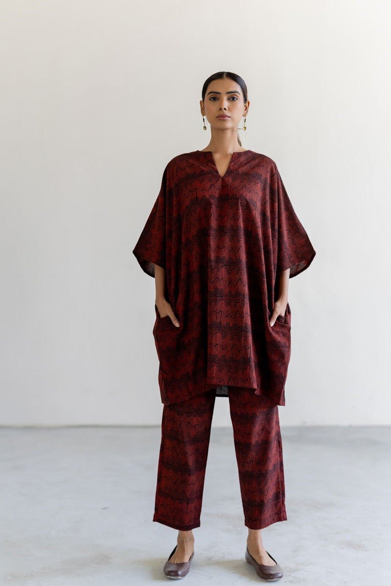 Set of 2 - Kaftan Top, Scarf & Pant - Nira 04