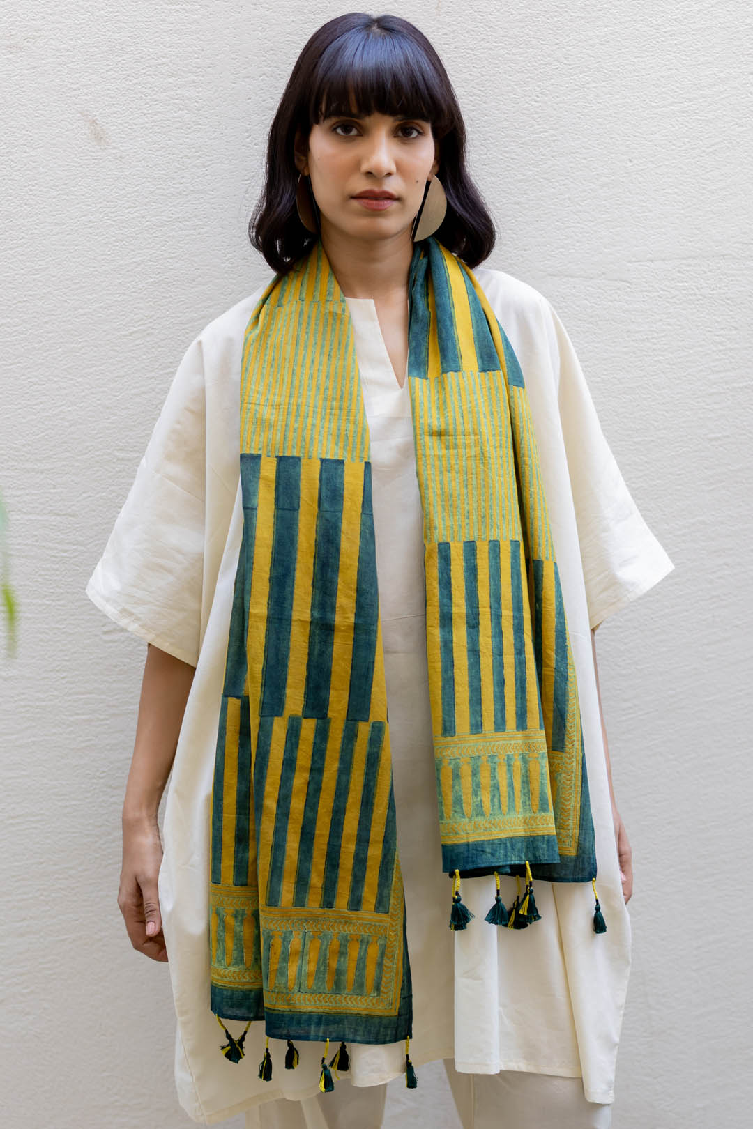 Cotton Stole - Moss leaf 02