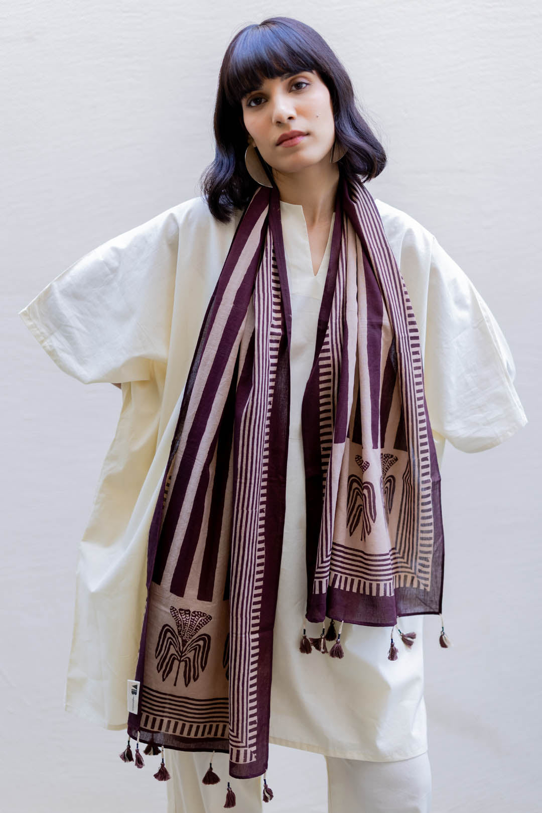 Cotton Stole - Maroon meadow 01