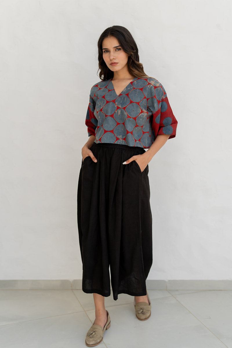 Basic Top - Taha Indigo & Red Polka