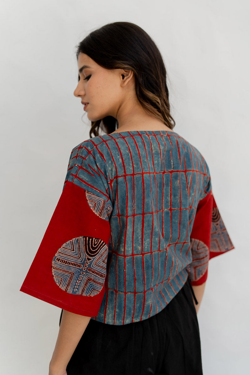 Basic Top - Taha Indigo & Red Stripes