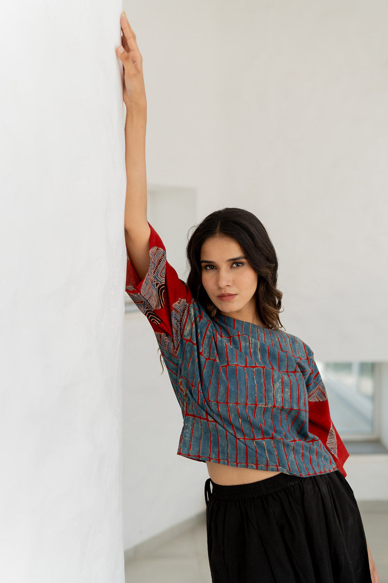 Basic Top - Taha Indigo & Red Stripes