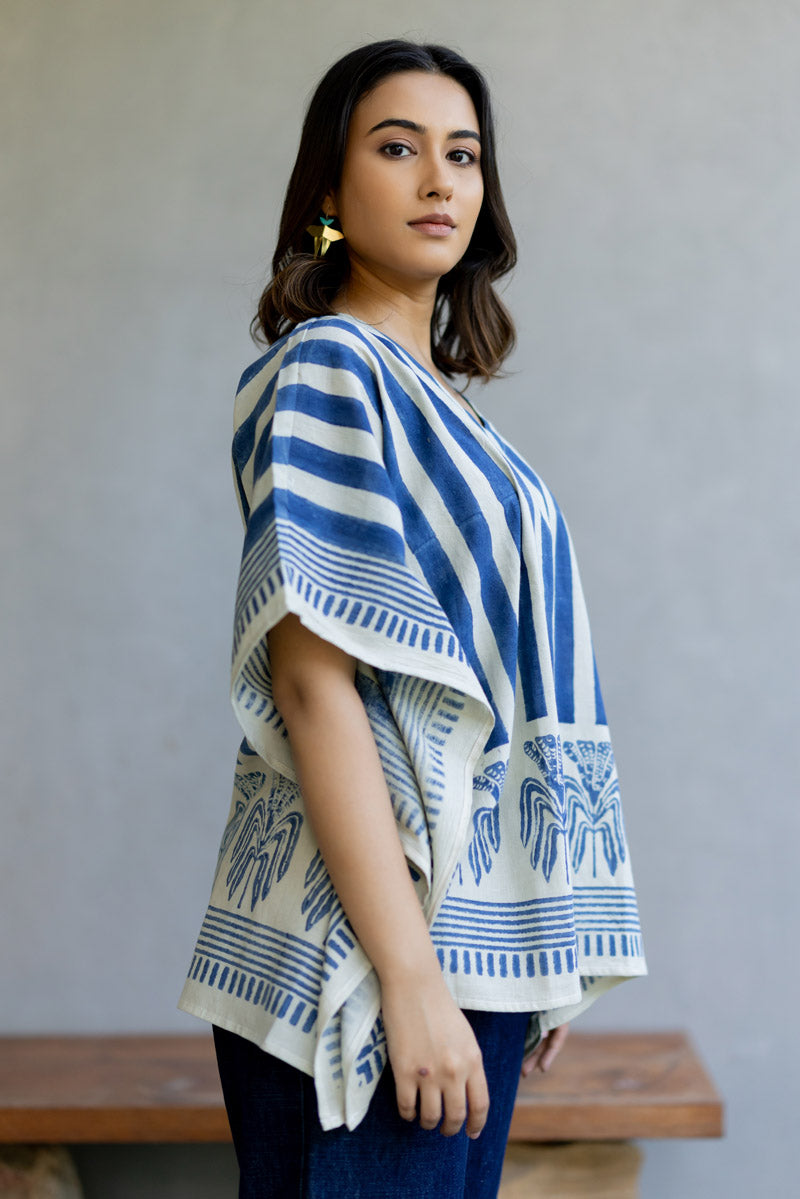 Kaftan Top - Indigo Breeze