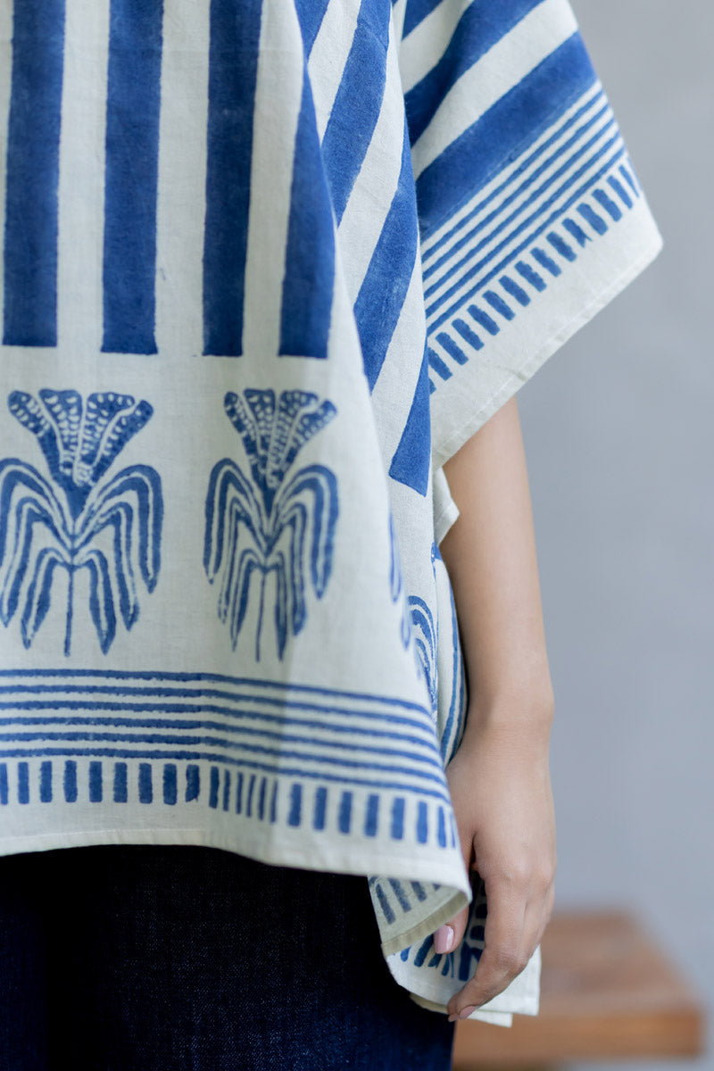 Kaftan Top - Indigo Breeze
