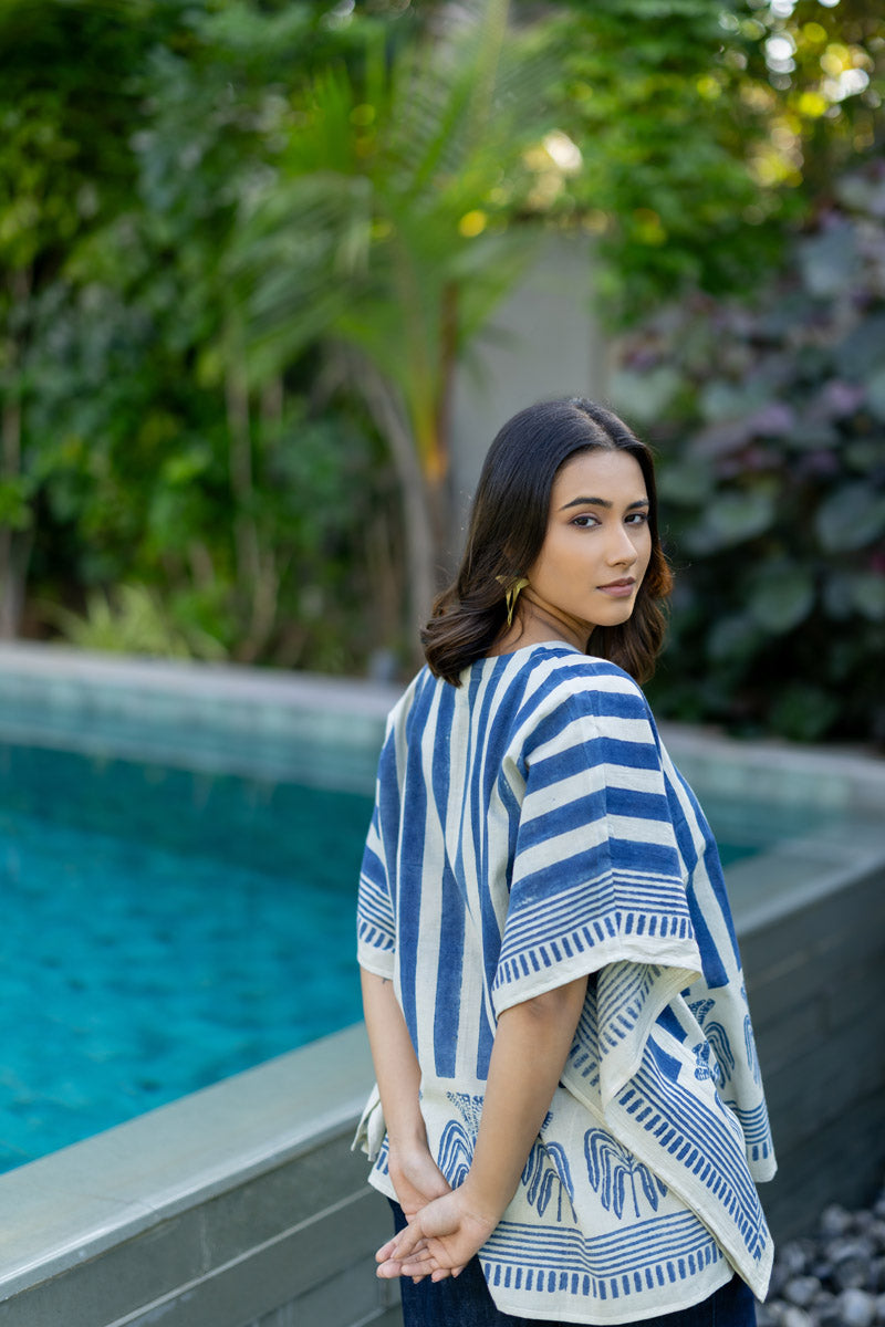 Kaftan Top - Indigo Breeze