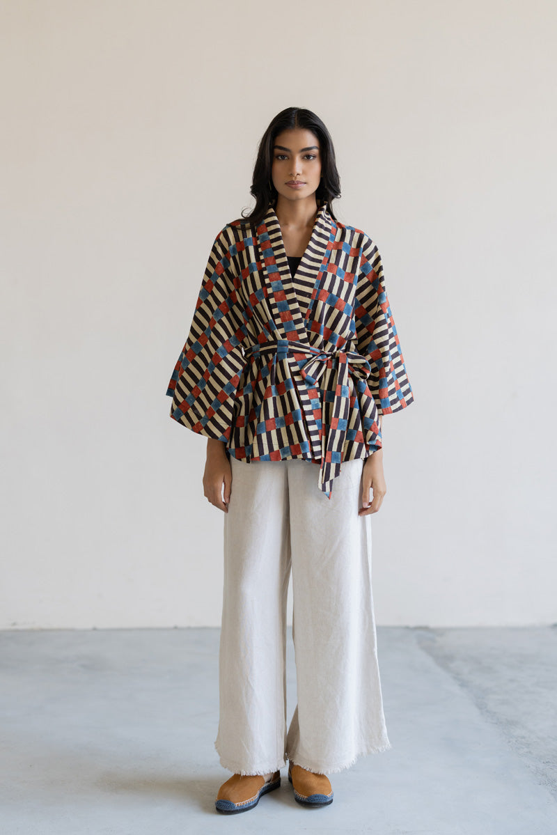 Kimono Overlay - Cut stripes