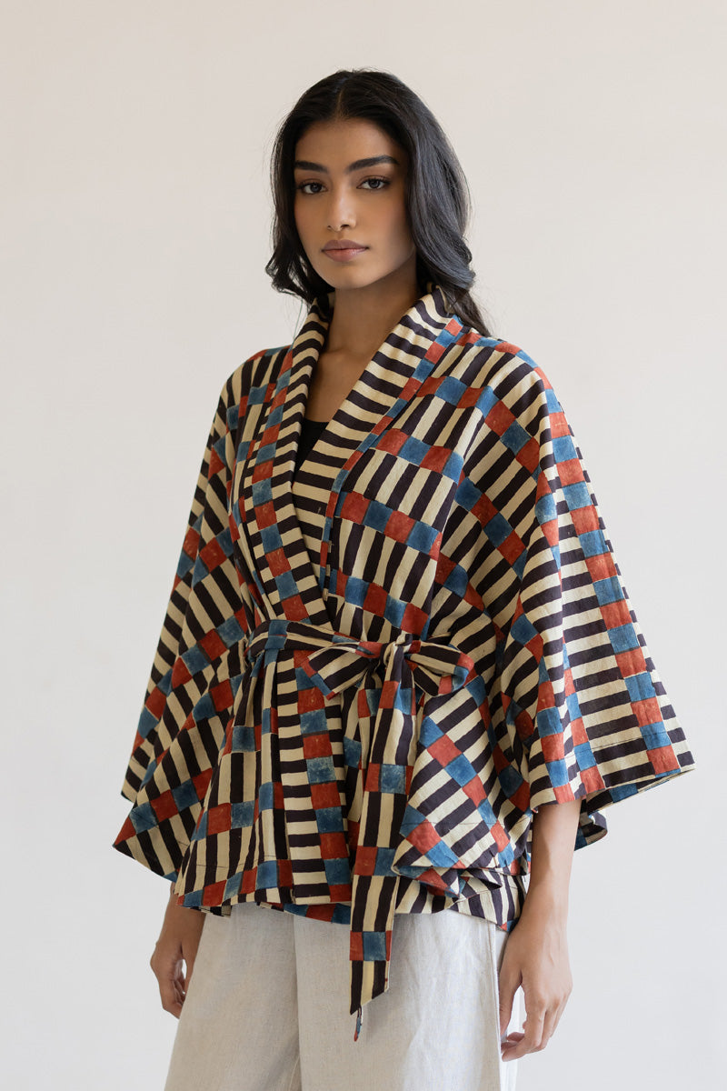 Kimono Overlay - Cut stripes