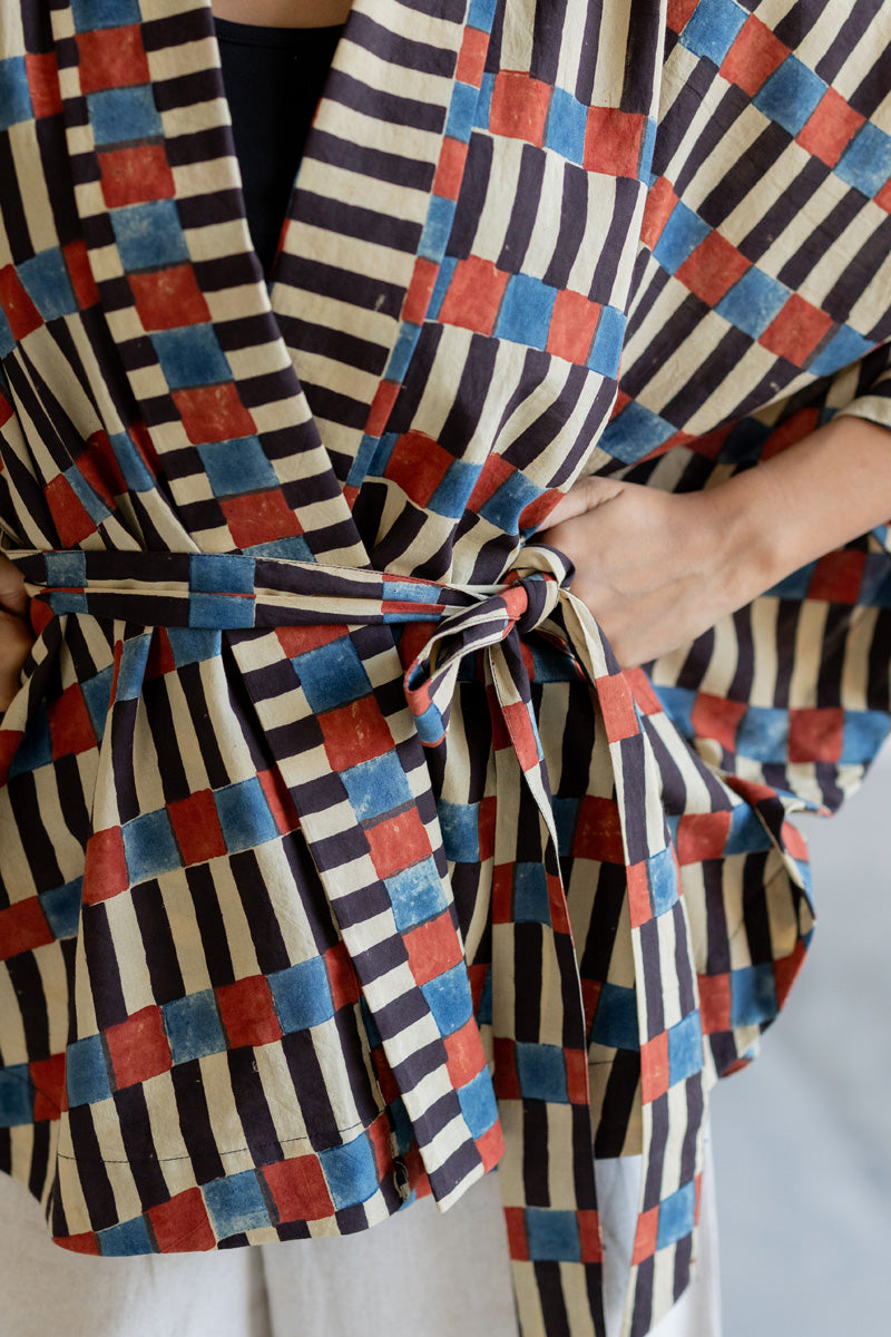 Kimono Overlay - Cut stripes
