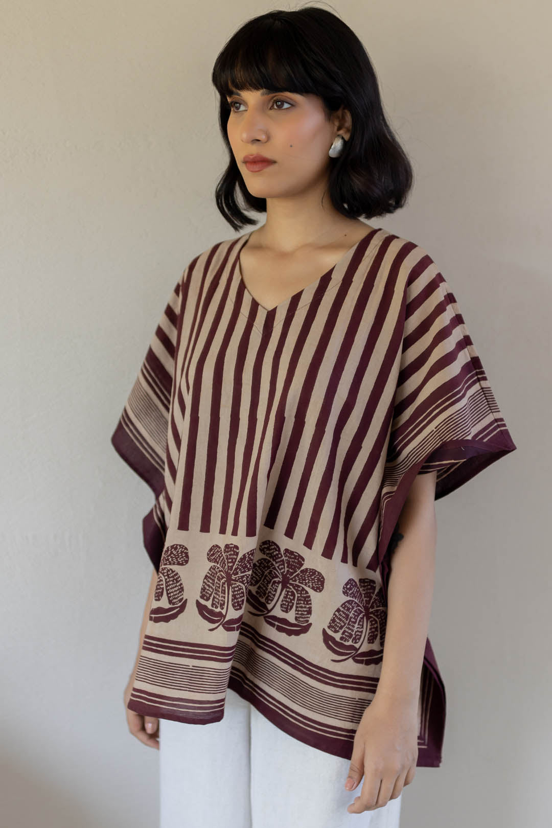 Kaftan Top - Maroon meadow 01