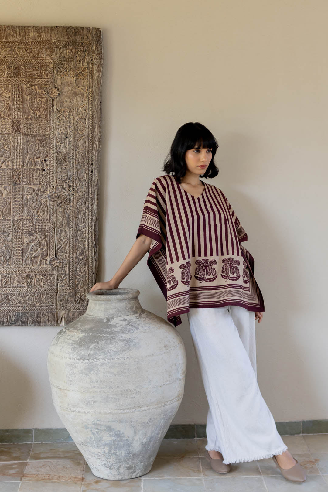 Kaftan Top - Maroon meadow 01