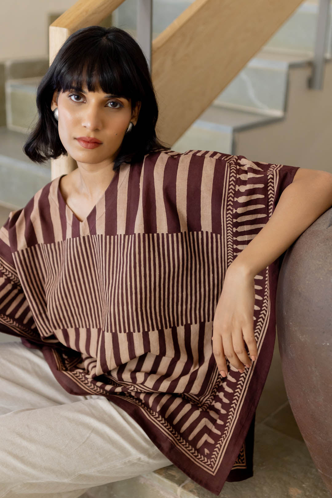 Kaftan Top - Maroon meadow 02