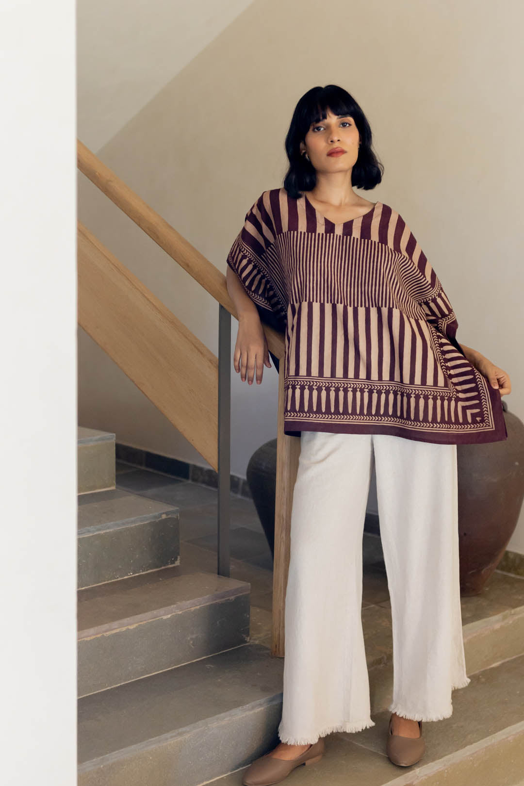 Kaftan Top - Maroon meadow 02