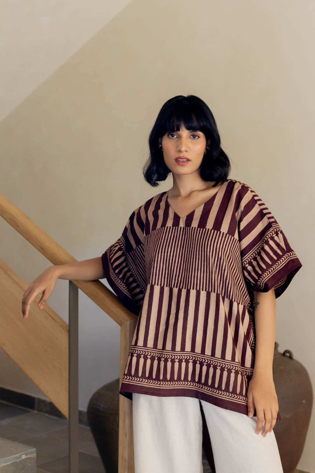 Kaftan Top - Maroon meadow 02