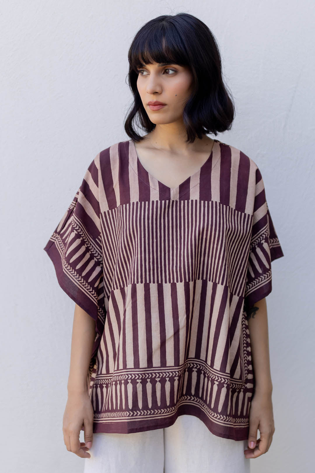 Kaftan Top - Maroon meadow 02