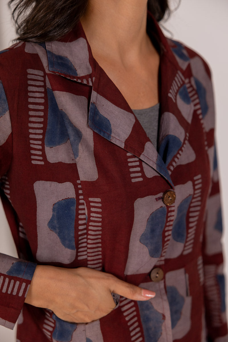 Button-up Jacket - Aab Burgundy