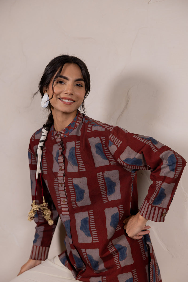 Mandarin Collar Top - Aab