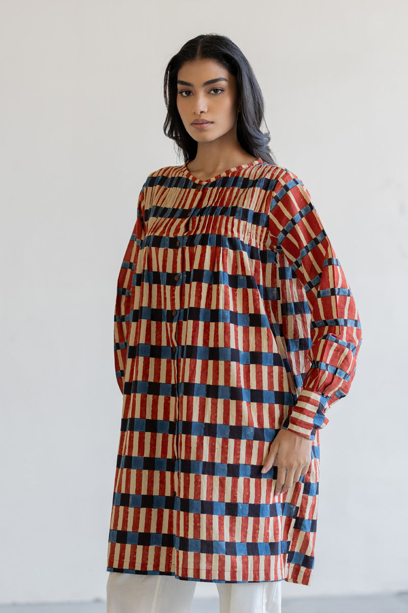 Navi Pintuck Tunic - Cut Stripes