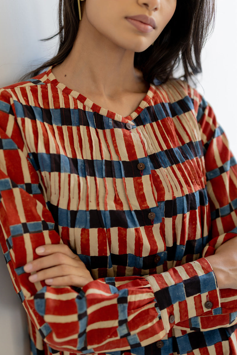 Navi Pintuck Tunic - Cut Stripes