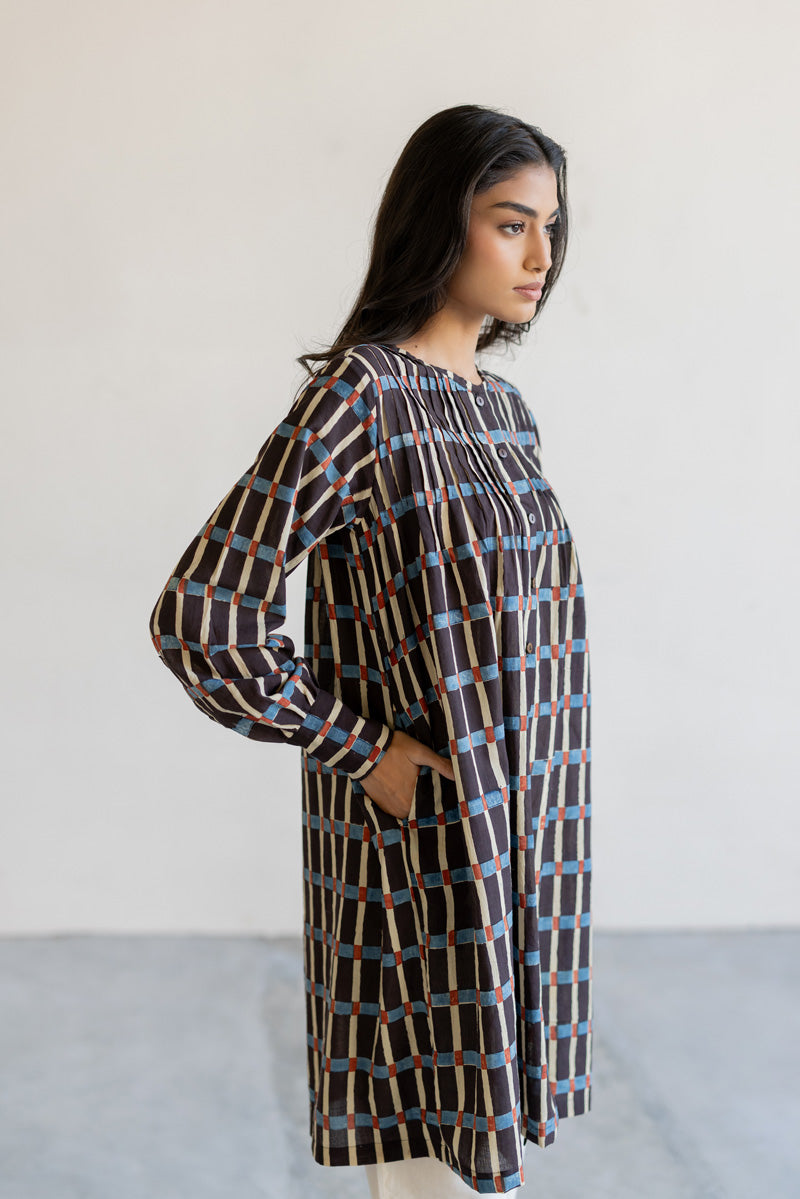 Navi Pintuck Tunic - Split Stripes