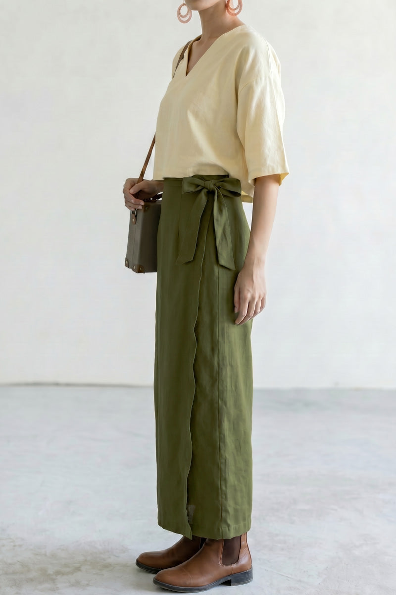 Wrap Skirt - Plain Olive