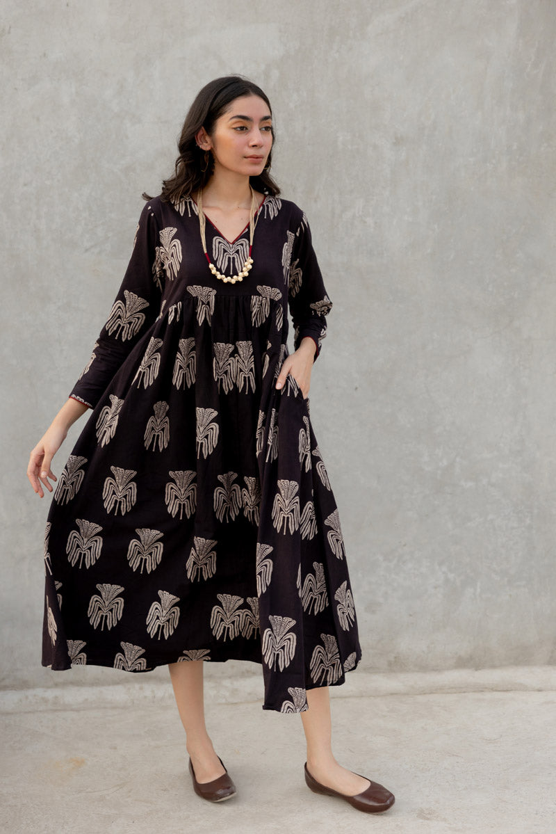 V neck Flared Dress - Yana