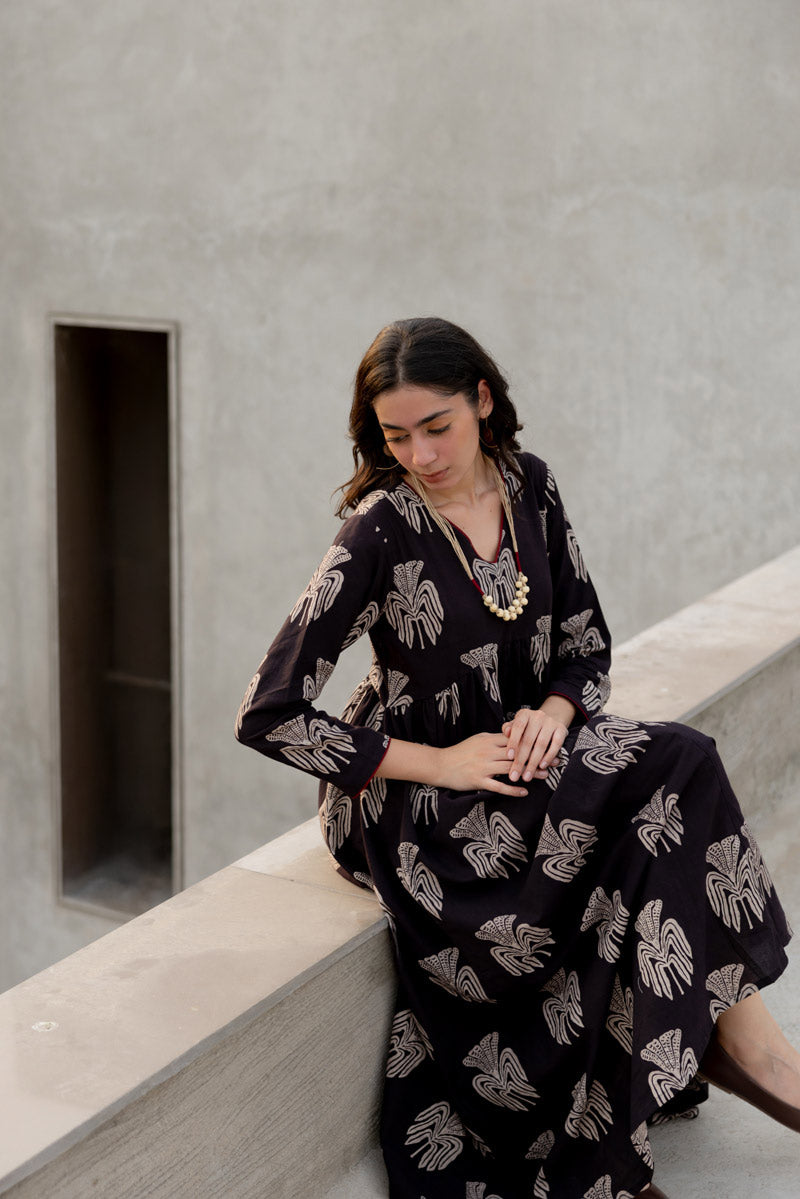 V neck Flared Dress - Yana