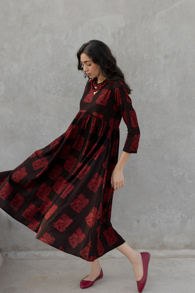 V neck Flared Dress - Orah