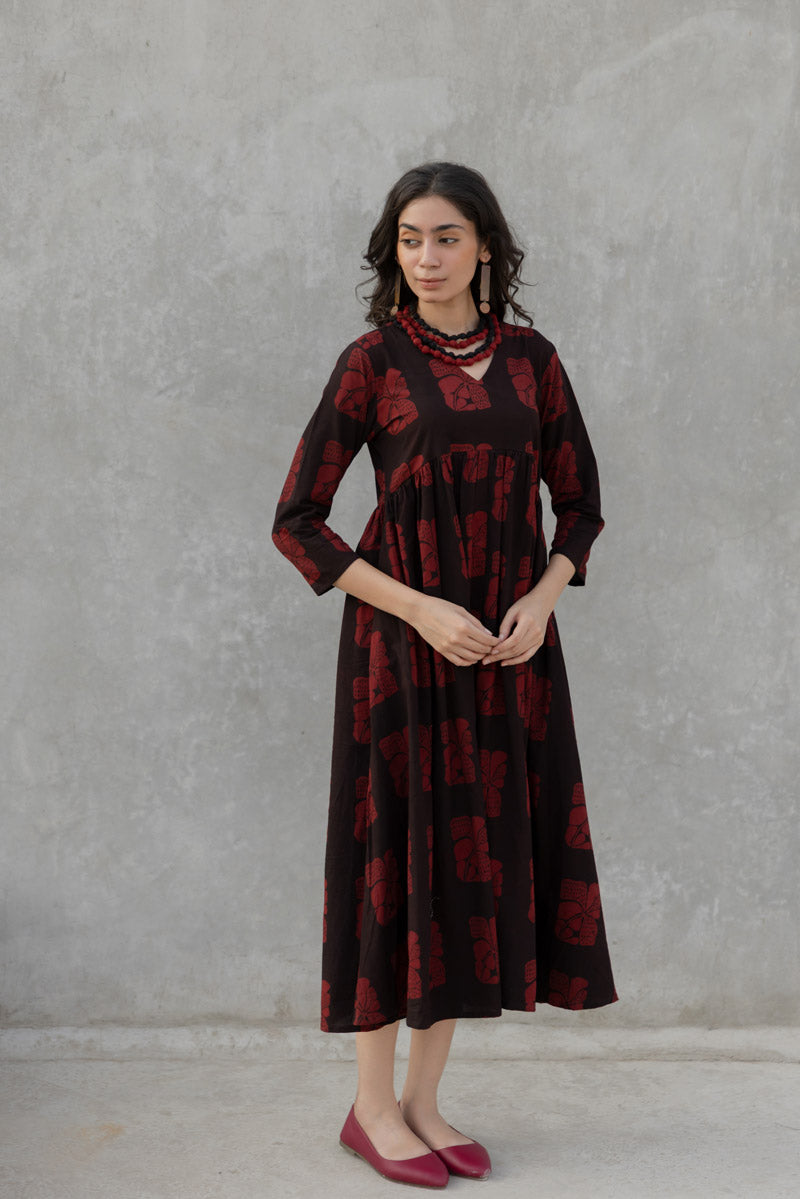 V neck Flared Dress - Orah
