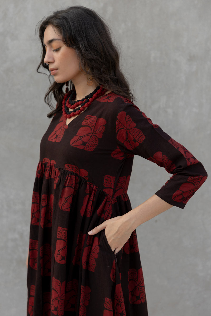 V neck Flared Dress - Orah