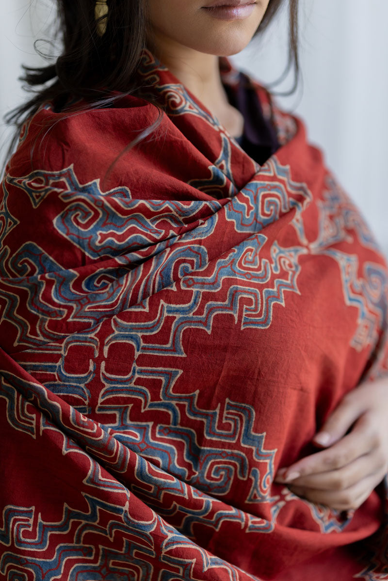 Cotton Dupatta - Kshiti Red