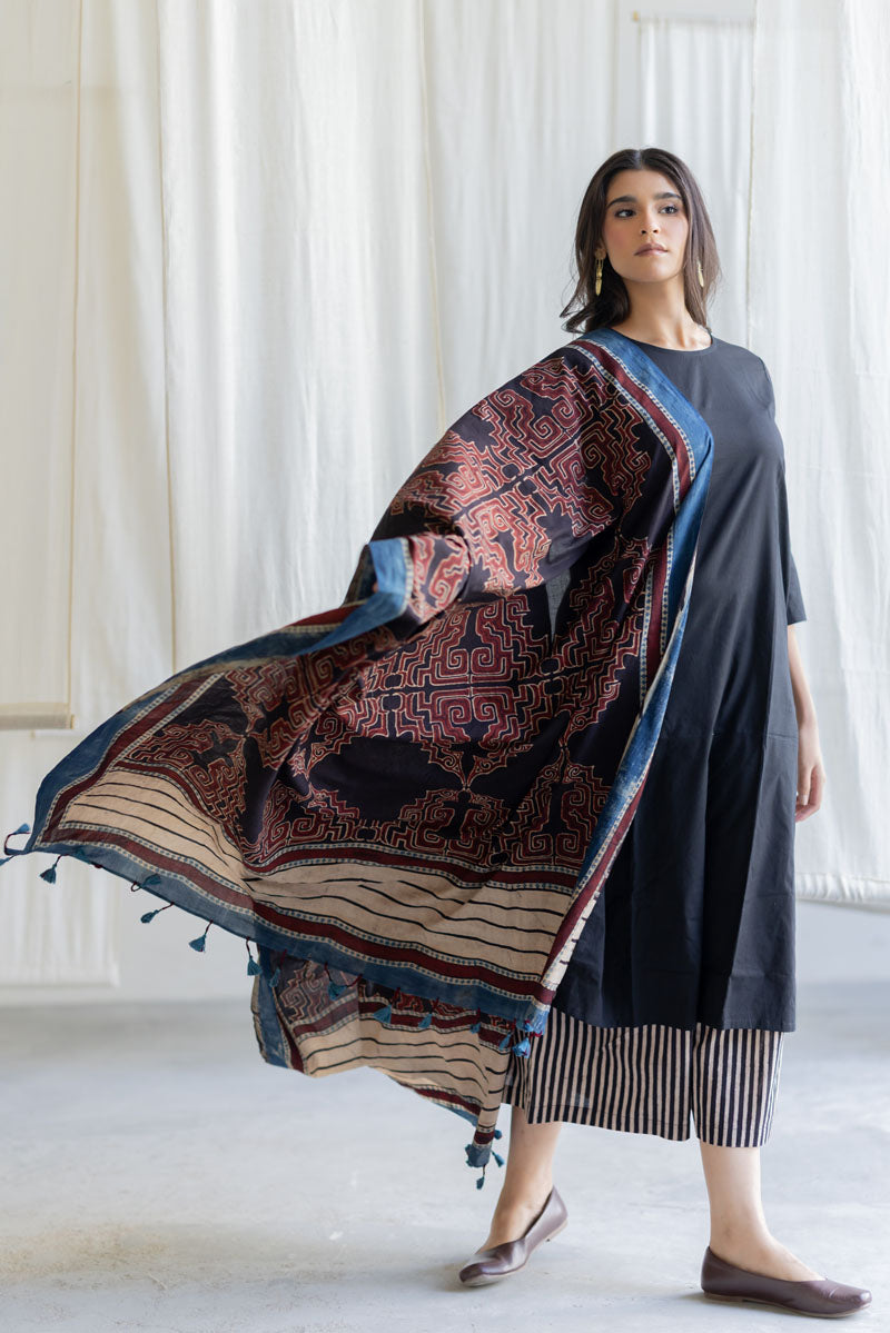 Cotton Dupatta - Kshiti Black