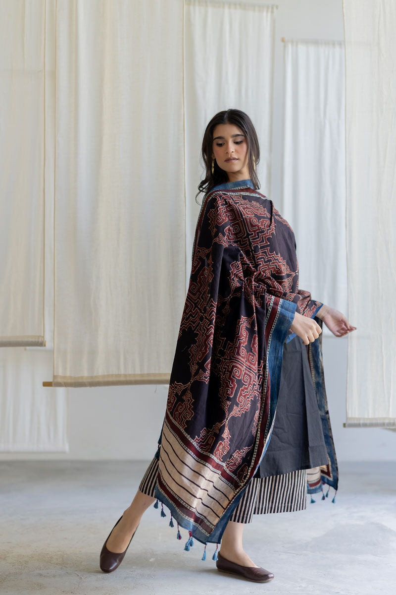Cotton Dupatta - Kshiti Black