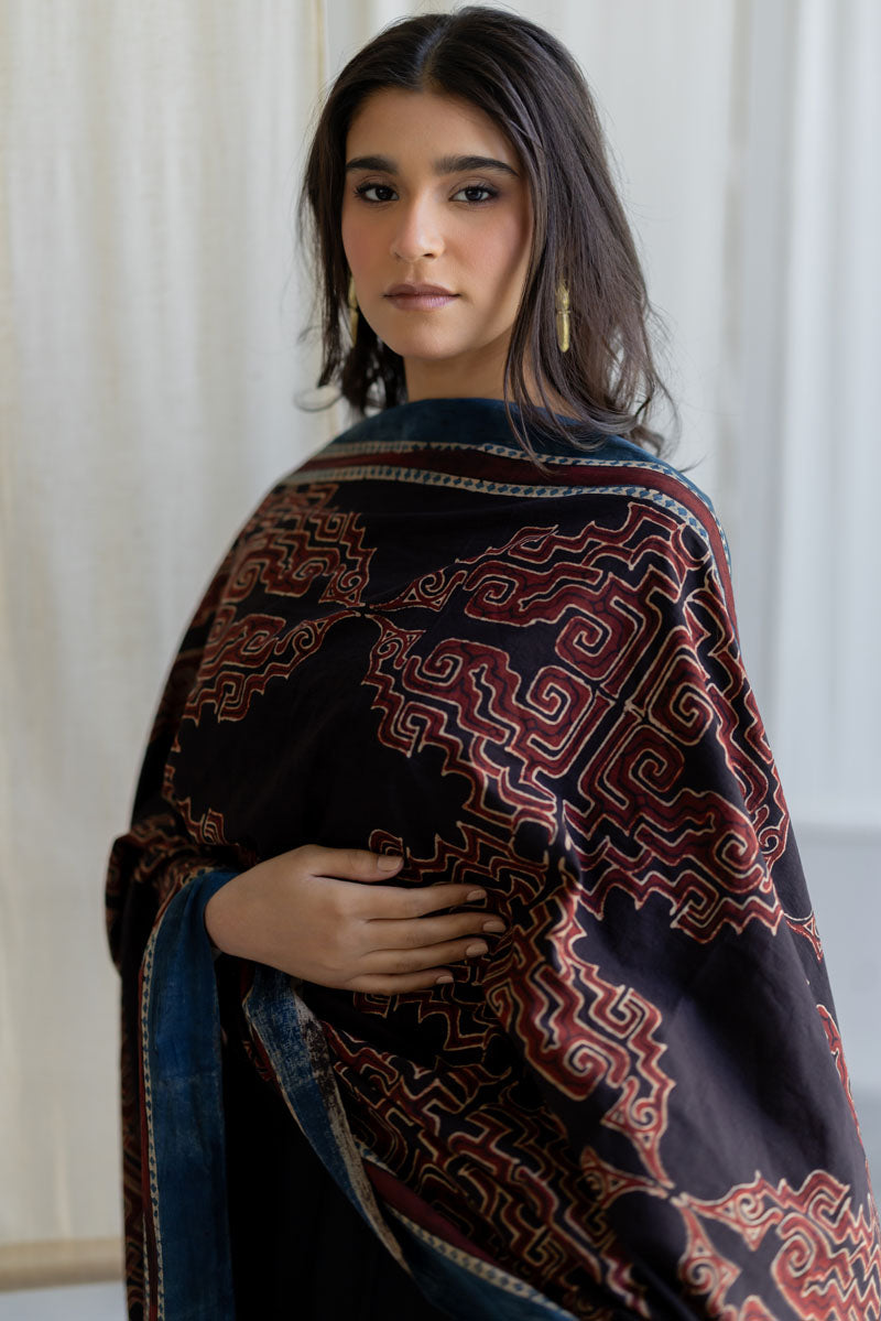 Cotton Dupatta - Kshiti Black