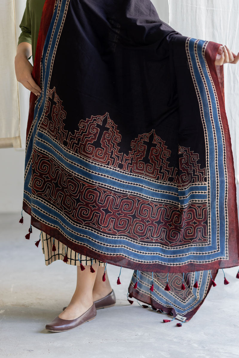 Cotton Dupatta - Prithvi Black