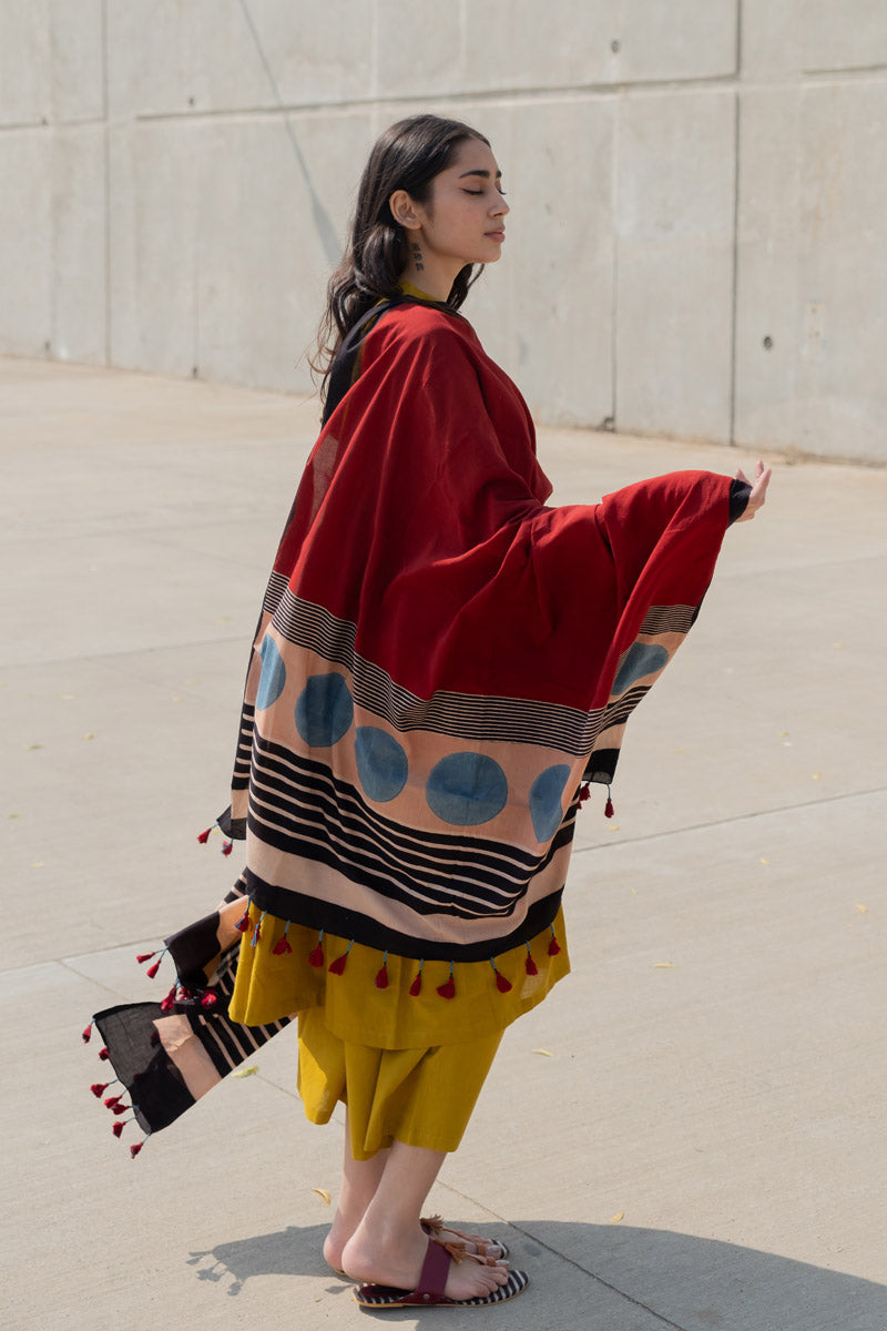 Cotton Dupatta - Red