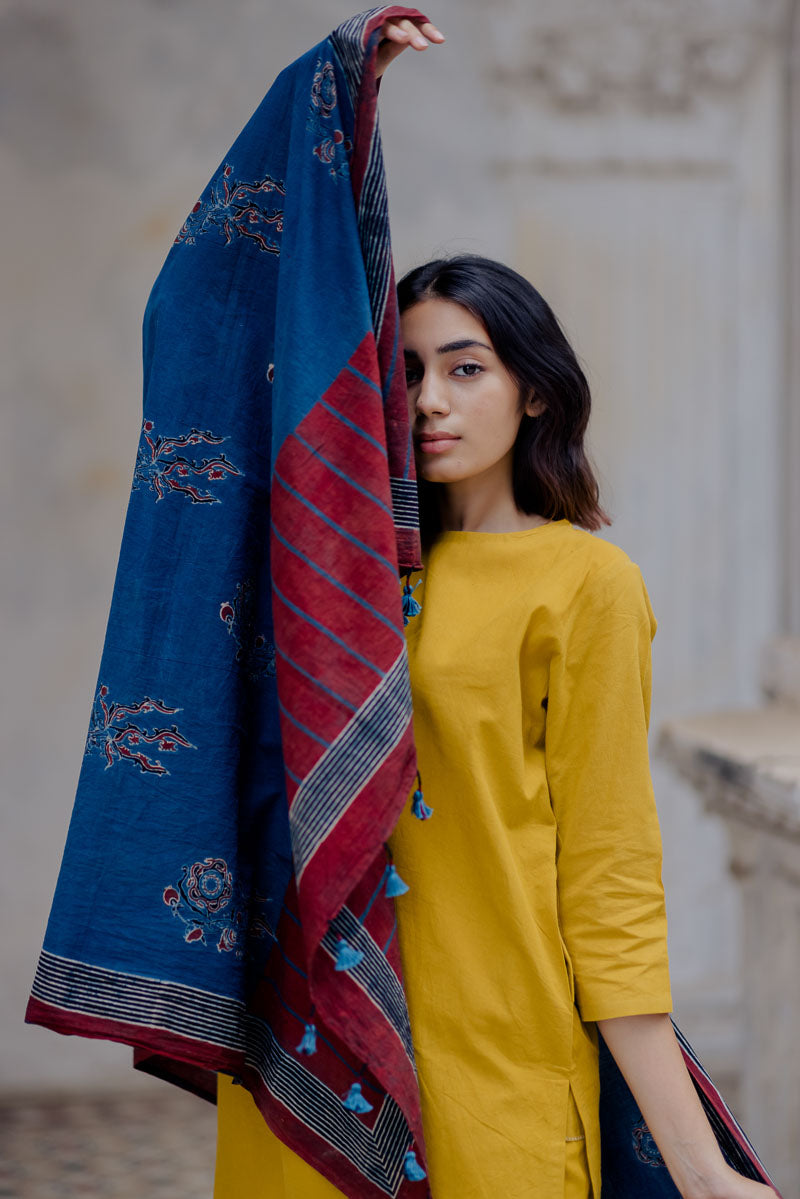 Cotton Dupatta - Indigo Iyan