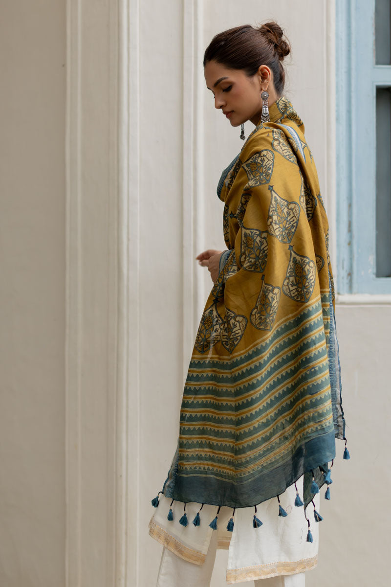 Chanderi Silk Dupatta - Gulnaar