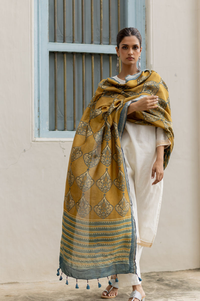Chanderi Silk Dupatta - Gulnaar