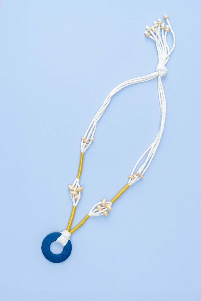 Pendant & Bead Necklace - Indigo