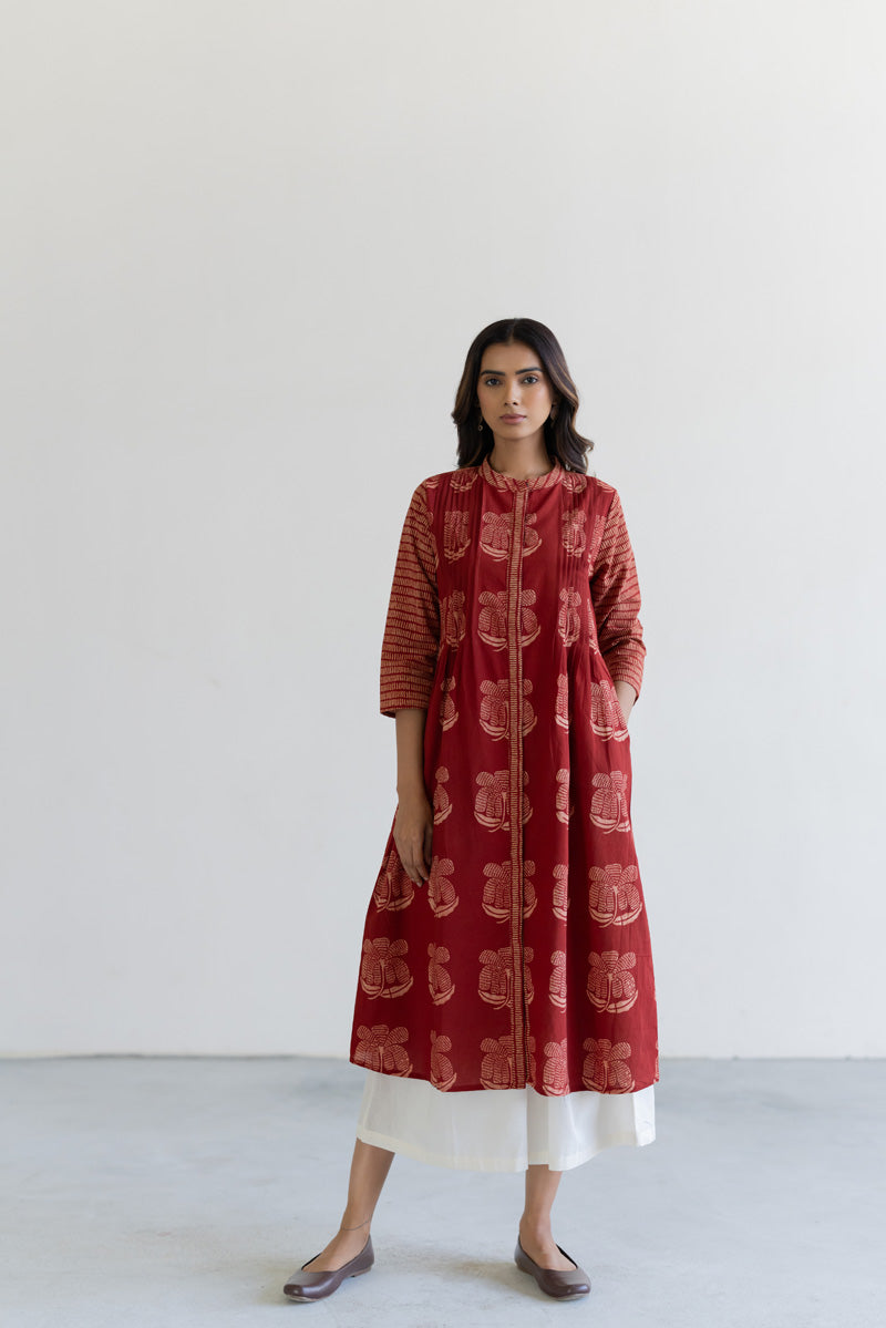Pintuck Kurta - Tira Red
