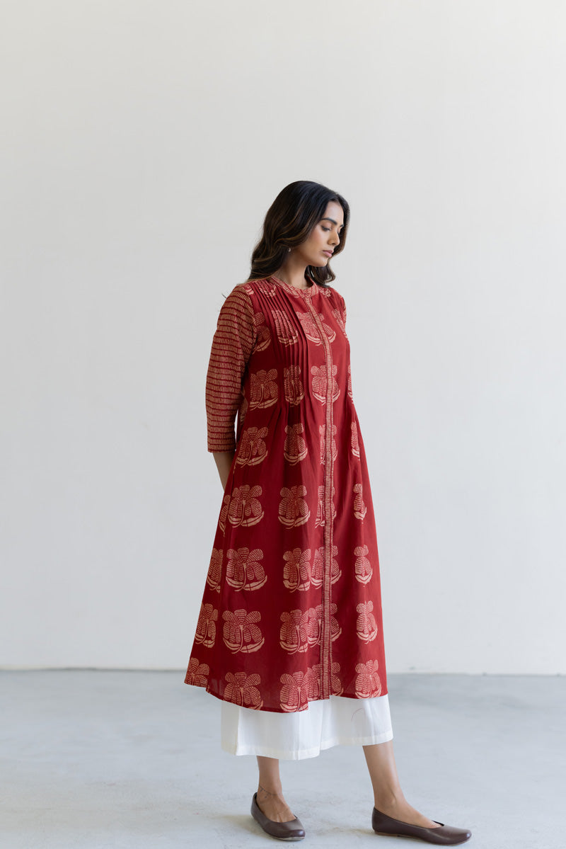 Pintuck Kurta - Tira Red