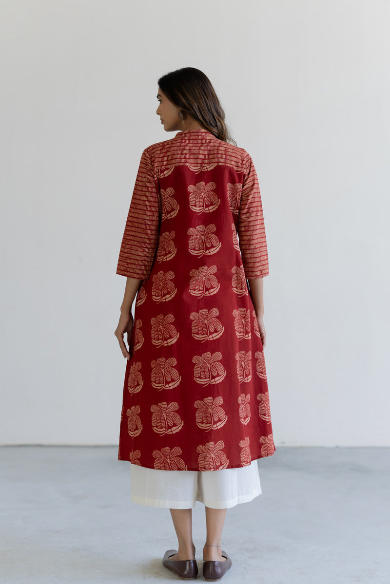 Pintuck Kurta - Tira Red