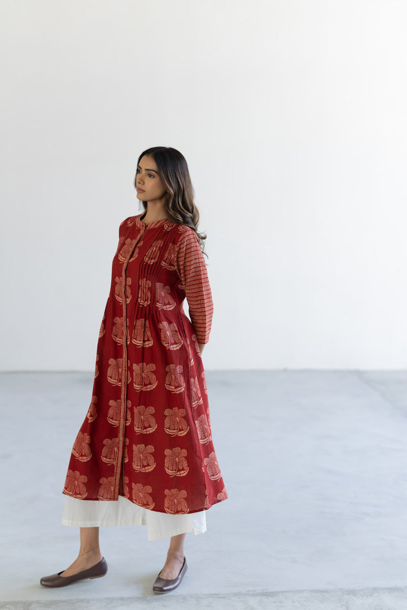 Pintuck Kurta - Tira Red